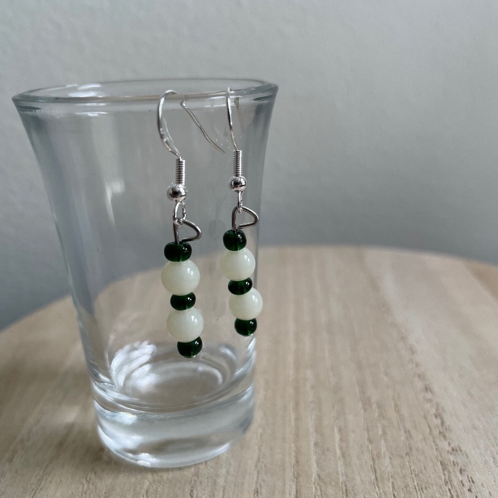 Cloudy Green Beaded Earrings